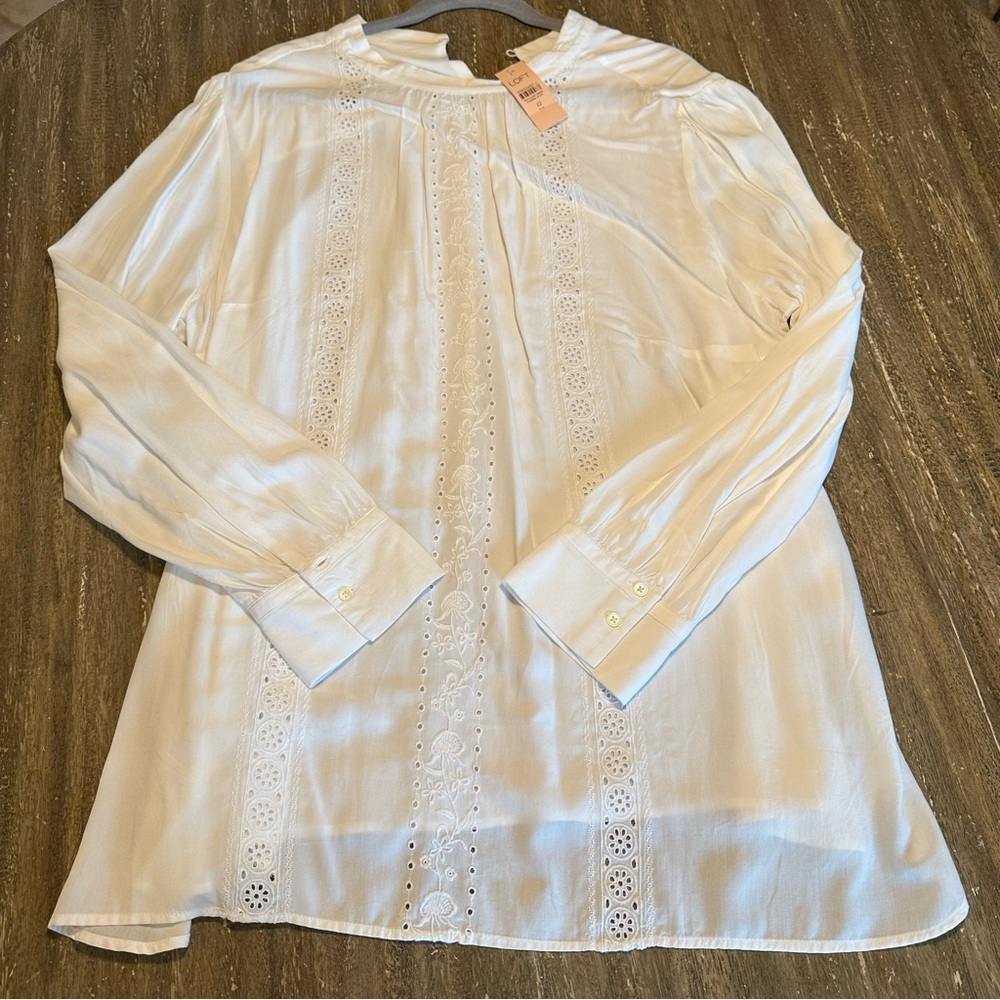 LOFT White eyelet blouse